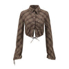 OUDE WAAG 25 Early Autumn Plaid Short Shirt OW-OW-25PF-ST01C1BR048-ZHGW (BR048 Brown and Gray Plaid)